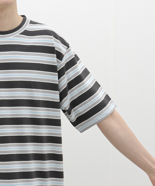 417 EDIFICE（フォーワンセブンエディフィス）の「DRESS マルチボーダーTee（Tシャツ/カットソー・メンズ・ブラック/ブラウン/ネイビー・MEDIUM/LARGE）」の13枚目の写真