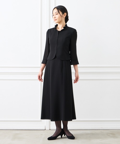 セール】【夏用喪服・礼服】フリルネックジャケットデザイン前