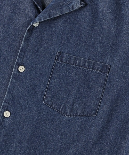 BACK NUMBER（バックナンバー）の「BACK NUMBER(バックナンバー)デニムオープンカラー半袖シャツ（シャツ/ブラウス・メンズ・ブラック/ライトインディゴブルー・L/XL/M）」の6枚目の写真
