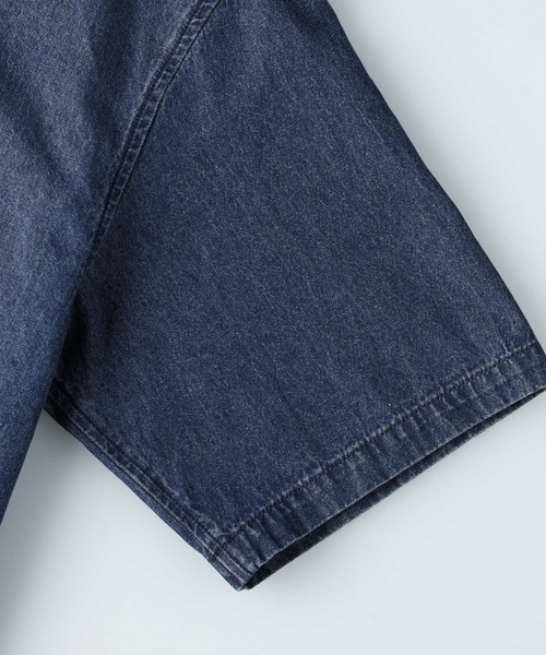 BACK NUMBER（バックナンバー）の「BACK NUMBER(バックナンバー)デニムオープンカラー半袖シャツ（シャツ/ブラウス・メンズ・ブラック/ライトインディゴブルー・L/XL/M）」の7枚目の写真