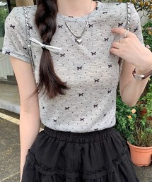 【LAMPOON】リボン柄Tシャツ