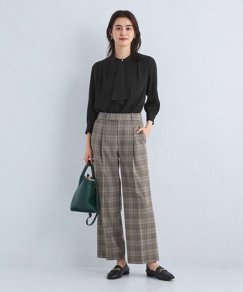 green label relaxing（グリーンレーベルリラクシング）の「フリルタイ 7分袖 ブラウス（シャツ/ブラウス・レディース・ホワイト/ネイビー/その他1・FREE）」の4枚目の写真