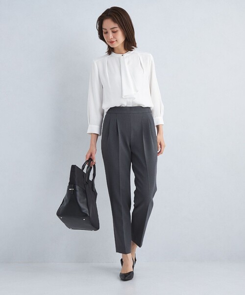 green label relaxing（グリーンレーベルリラクシング）の「フリルタイ 7分袖 ブラウス（シャツ/ブラウス・レディース・ホワイト/ネイビー/その他1・FREE）」の7枚目の写真