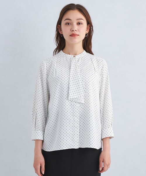 green label relaxing（グリーンレーベルリラクシング）の「フリルタイ 7分袖 ブラウス（シャツ/ブラウス・レディース・ホワイト/ネイビー/その他1・FREE）」の8枚目の写真