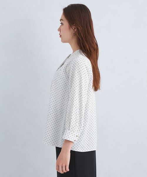 green label relaxing（グリーンレーベルリラクシング）の「フリルタイ 7分袖 ブラウス（シャツ/ブラウス・レディース・ホワイト/ネイビー/その他1・FREE）」の9枚目の写真