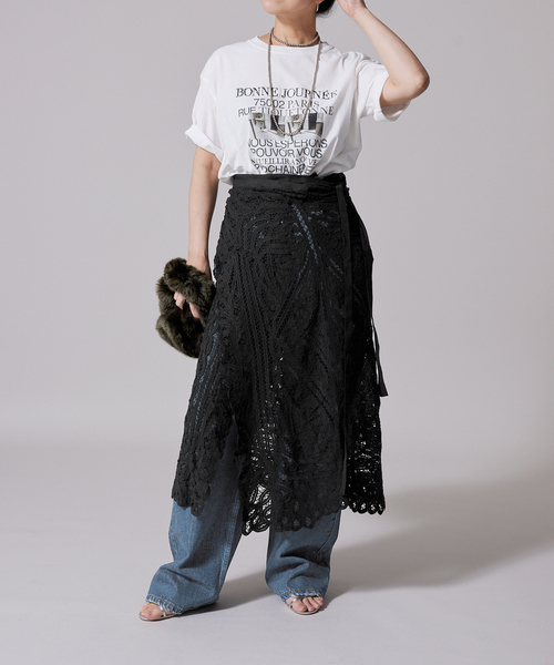 IENA LA BOUCLE バテンレースラップスカート IENA LA BOUCLE - IENA LA BOUCLE バテンレースラップスカートの