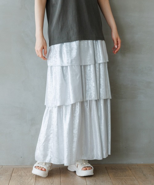セール】メタリックフリルスカート / 128641（スカート