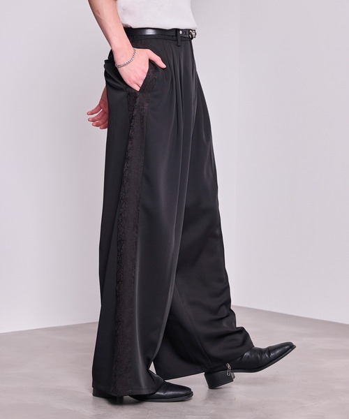 JUNRED（ジュンレッド）の「ジャガードライン3タックワイドトラックパンツ（スラックス・メンズ・ブラック/チャコールグレー・L/M/S）」の5枚目の写真