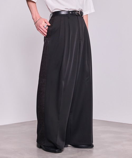 JUNRED（ジュンレッド）の「ジャガードライン3タックワイドトラックパンツ（スラックス・メンズ・ブラック/チャコールグレー・L/M/S）」の6枚目の写真