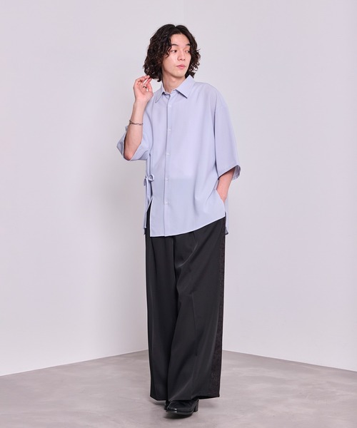 JUNRED（ジュンレッド）の「ジャガードライン3タックワイドトラックパンツ（スラックス・メンズ・ブラック/チャコールグレー・L/M/S）」の11枚目の写真