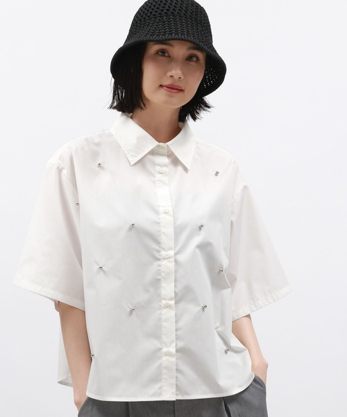 LAKOLE(ラコレ)の「ボールスタッズ半袖シャツ / 136000(シャツ/ブラウス・レディース・ブラック/ブルー/オフホワイト・FREE)」の4枚目の写真