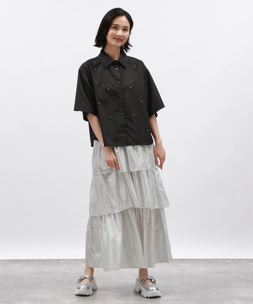 LAKOLE(ラコレ)の「ボールスタッズ半袖シャツ / 136000(シャツ/ブラウス・レディース・ブラック/ブルー/オフホワイト・FREE)」の7枚目の写真