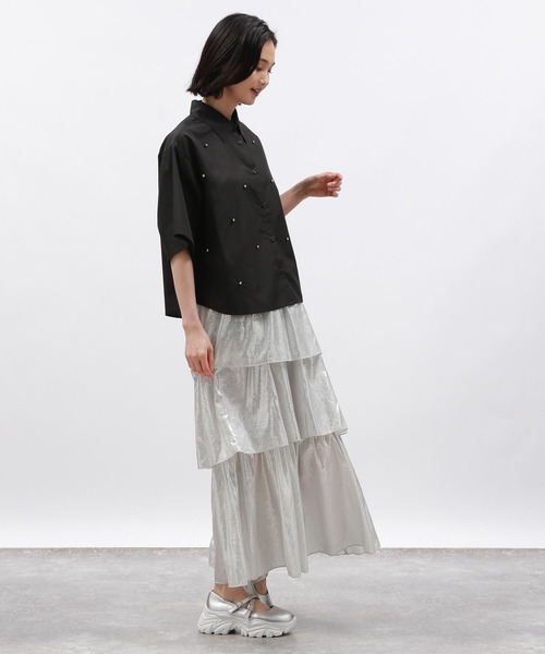 LAKOLE(ラコレ)の「ボールスタッズ半袖シャツ / 136000(シャツ/ブラウス・レディース・ブラック/ブルー/オフホワイト・FREE)」の8枚目の写真