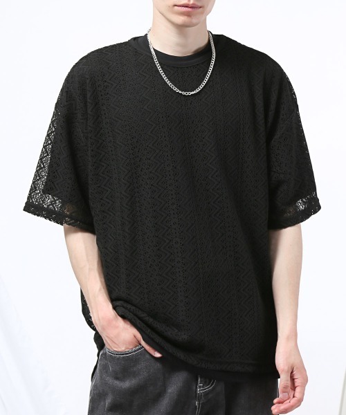 ブラック レース付き Tシャツ Mサイズ - メルカリ