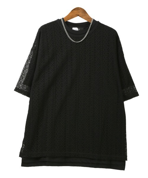 黒 レース付き 半袖Tシャツ - メルカリ