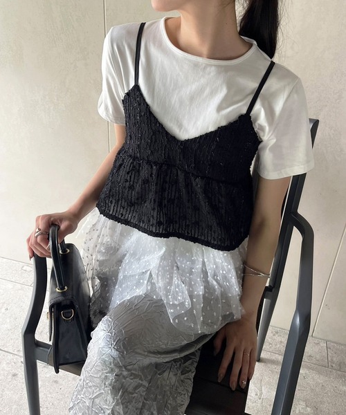 Jewelobe(ジュエローブ)の「ドットオーガンジーボリュームぺプラムTシャツ(Tシャツ/カットソー・レディース・ホワイト/ブラック・FREE)」の15枚目の写真