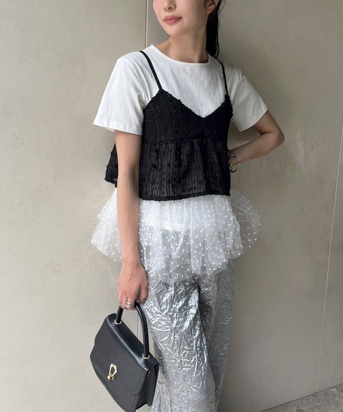 Jewelobe(ジュエローブ)の「ドットオーガンジーボリュームぺプラムTシャツ(Tシャツ/カットソー・レディース・ホワイト/ブラック・FREE)」の16枚目の写真