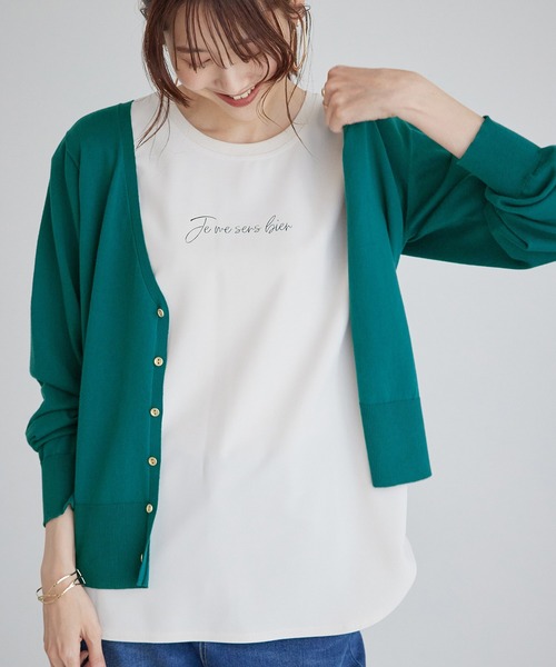 ROPE' PICNIC(ロペピクニック)の「総針ニットカーディガン(カーディガン/ボレロ・レディース・ブラック/グリーン/ライトグレー・38)」の3枚目の写真