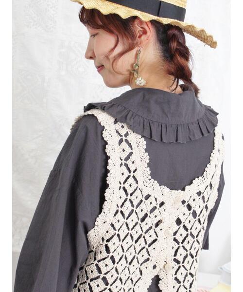 Samansa Mos2（サマンサ モスモス）の「◎ビッグ襟ワンピース（ワンピース・レディース・チャコールグレー/サックスブルー/ベージュ・F）」の6枚目の写真