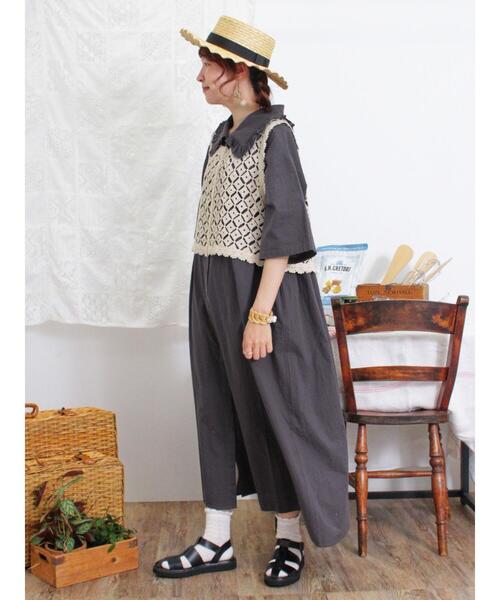 Samansa Mos2（サマンサ モスモス）の「◎ビッグ襟ワンピース（ワンピース・レディース・チャコールグレー/サックスブルー/ベージュ・F）」の7枚目の写真