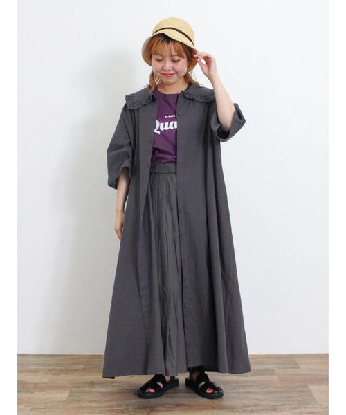 Samansa Mos2（サマンサ モスモス）の「◎ビッグ襟ワンピース（ワンピース・レディース・チャコールグレー/サックスブルー/ベージュ・F）」の8枚目の写真