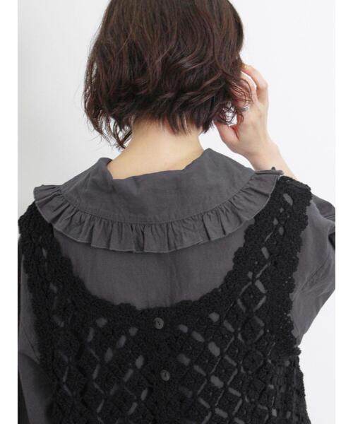 Samansa Mos2（サマンサ モスモス）の「◎ビッグ襟ワンピース（ワンピース・レディース・チャコールグレー/サックスブルー/ベージュ・F）」の12枚目の写真