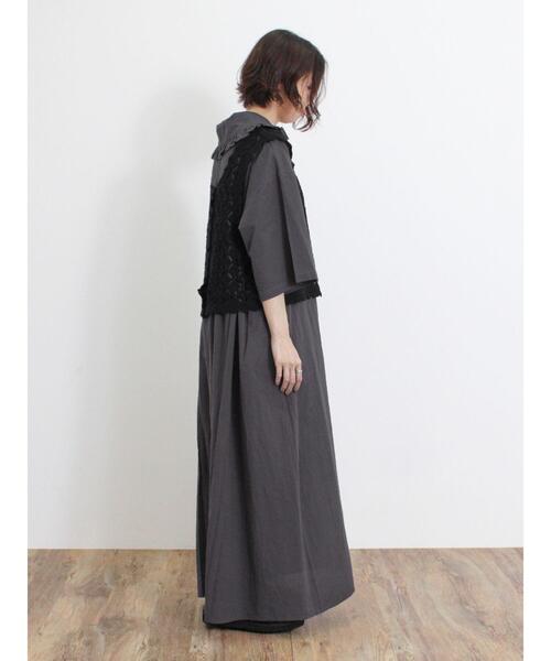 Samansa Mos2（サマンサ モスモス）の「◎ビッグ襟ワンピース（ワンピース・レディース・チャコールグレー/サックスブルー/ベージュ・F）」の15枚目の写真