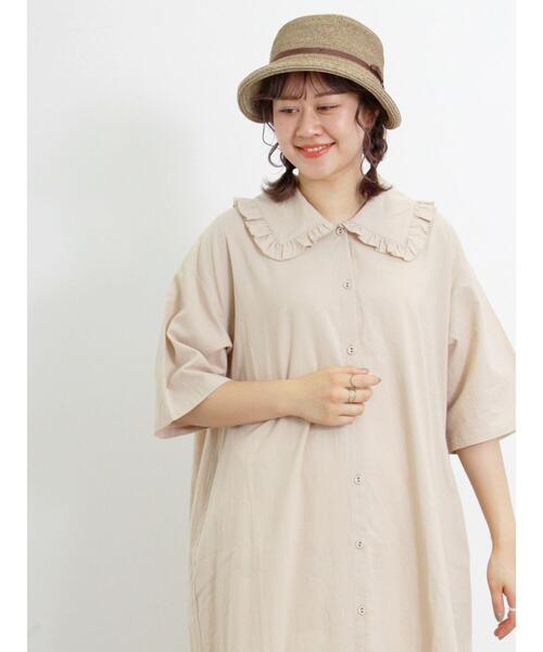 Samansa Mos2（サマンサ モスモス）の「◎ビッグ襟ワンピース（ワンピース・レディース・チャコールグレー/サックスブルー/ベージュ・F）」の18枚目の写真