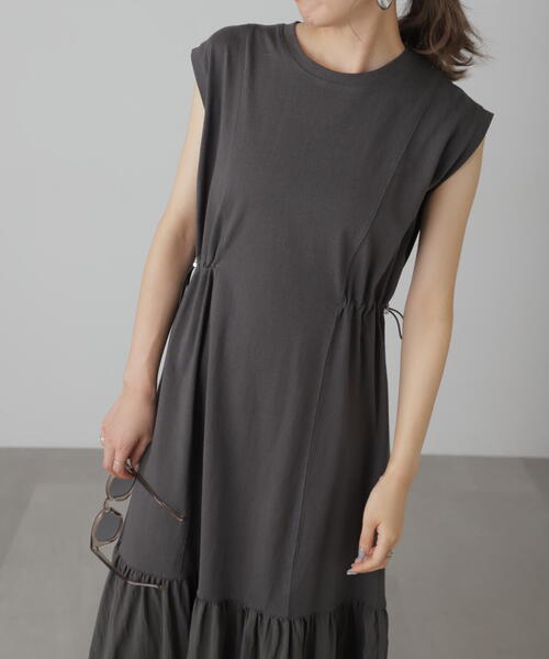 FREE'S MART（フリーズマート）の「◆布帛ドッキングフレンチスリーブカットワンピース（ワンピース・レディース・オレンジ/ブラック/カーキ・SMALL/MEDIUM）」の6枚目の写真