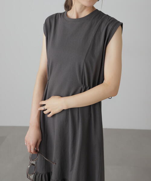 FREE'S MART（フリーズマート）の「◆布帛ドッキングフレンチスリーブカットワンピース（ワンピース・レディース・オレンジ/ブラック/カーキ・SMALL/MEDIUM）」の5枚目の写真