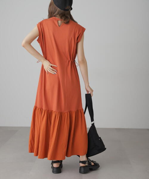 FREE'S MART（フリーズマート）の「◆布帛ドッキングフレンチスリーブカットワンピース（ワンピース・レディース・オレンジ/ブラック/カーキ・SMALL/MEDIUM）」の19枚目の写真