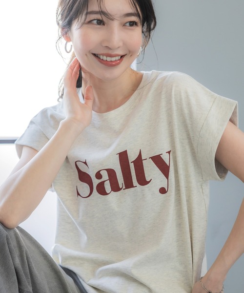 coca(coca)(コカ)の「フレンチスリーブロゴTシャツ(Tシャツ/カットソー・レディース・ホワイト/ライトグリーン/ブラウン/アイボリー/チャコール/オートミール・ONE SIZE)」の5枚目の写真