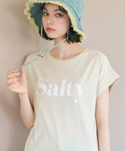 coca(coca)(コカ)の「フレンチスリーブロゴTシャツ(Tシャツ/カットソー・レディース・ホワイト/ライトグリーン/ブラウン/アイボリー/チャコール/オートミール・ONE SIZE)」の6枚目の写真
