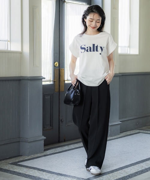 coca(coca)(コカ)の「フレンチスリーブロゴTシャツ(Tシャツ/カットソー・レディース・ホワイト/ライトグリーン/ブラウン/アイボリー/チャコール/オートミール・ONE SIZE)」の12枚目の写真