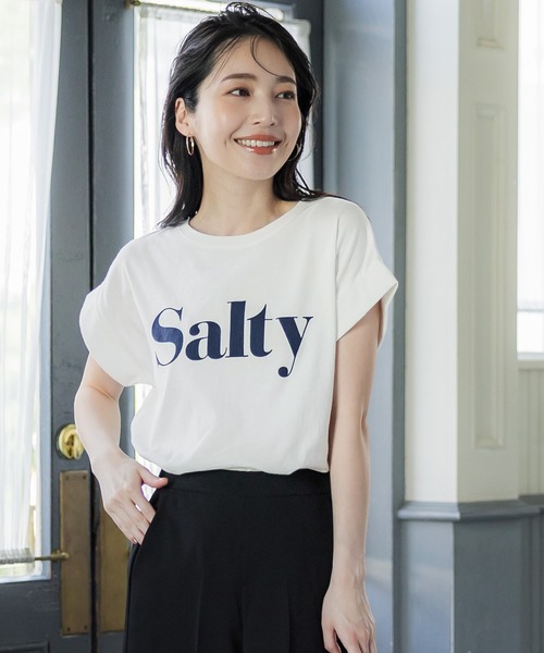 coca(coca)(コカ)の「フレンチスリーブロゴTシャツ(Tシャツ/カットソー・レディース・ホワイト/ライトグリーン/ブラウン/アイボリー/チャコール/オートミール・ONE SIZE)」の13枚目の写真
