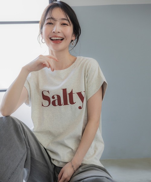 coca(coca)(コカ)の「フレンチスリーブロゴTシャツ(Tシャツ/カットソー・レディース・ホワイト/ライトグリーン/ブラウン/アイボリー/チャコール/オートミール・ONE SIZE)」の7枚目の写真