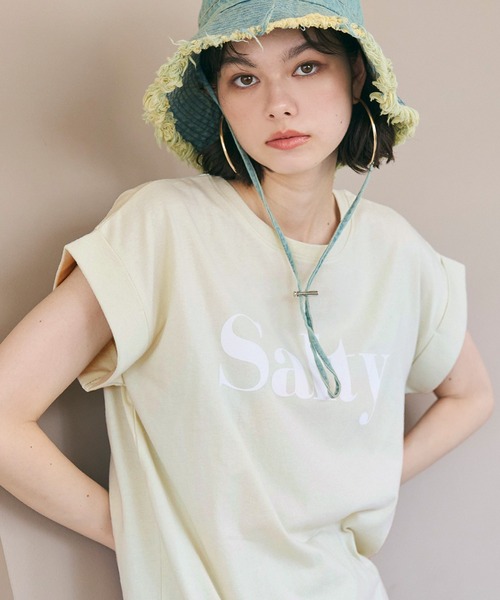 coca(coca)(コカ)の「フレンチスリーブロゴTシャツ(Tシャツ/カットソー・レディース・ホワイト/ライトグリーン/ブラウン/アイボリー/チャコール/オートミール・ONE SIZE)」の20枚目の写真