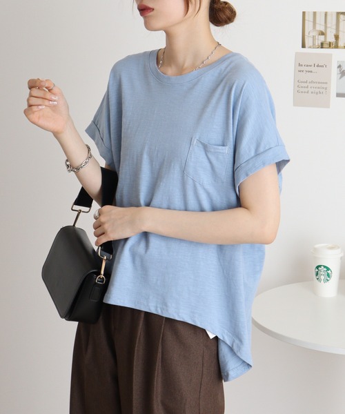 atONE(アットワン)の「オーバーサイズポケット付きUネックTee(Tシャツ/カットソー・レディース・ピンク系その他3/ブルー系その他/ネイビー/モカ/オフホワイト/パープル系その他/パープル系その他2/ブルー系その他2/カーキ/ブラック/ベージュ・L/M)」の21枚目の写真