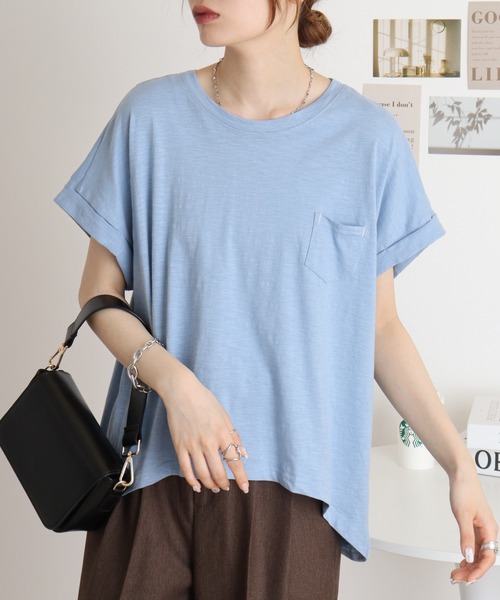 atONE(アットワン)の「オーバーサイズポケット付きUネックTee(Tシャツ/カットソー・レディース・ピンク系その他3/ブルー系その他/ネイビー/モカ/オフホワイト/パープル系その他/パープル系その他2/ブルー系その他2/カーキ/ブラック/ベージュ・L/M)」の20枚目の写真