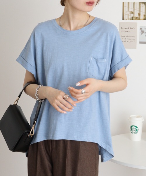 atONE(アットワン)の「オーバーサイズポケット付きUネックTee(Tシャツ/カットソー・レディース・ピンク系その他3/ブルー系その他/ネイビー/モカ/オフホワイト/パープル系その他/パープル系その他2/ブルー系その他2/カーキ/ブラック/ベージュ・L/M)」の19枚目の写真