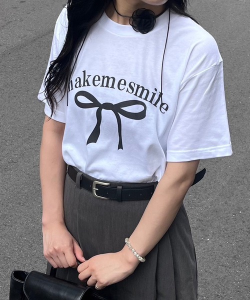 セール】ブラックリボンデザイン半袖Tシャツ（Tシャツ/カットソー