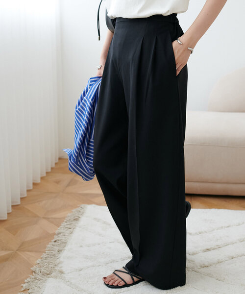 6サイズ展開】とろみ2タックワイドパンツ《WEB限定カラーあり  