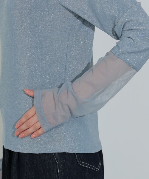 BEAMS HEART（ビームスハート）の「【WEB限定】チュールドッキング ラメ プルオーバー（Tシャツ/カットソー・レディース・サックスブルー/ブラック・FREE）」の11枚目の写真
