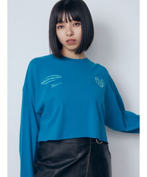 EMODA(エモダ)の「マークユニットロングTシャツ(Tシャツ/カットソー・レディース・ブラック/グレー/ホワイト/レッド/ブルー・FREE)」の1枚目の写真