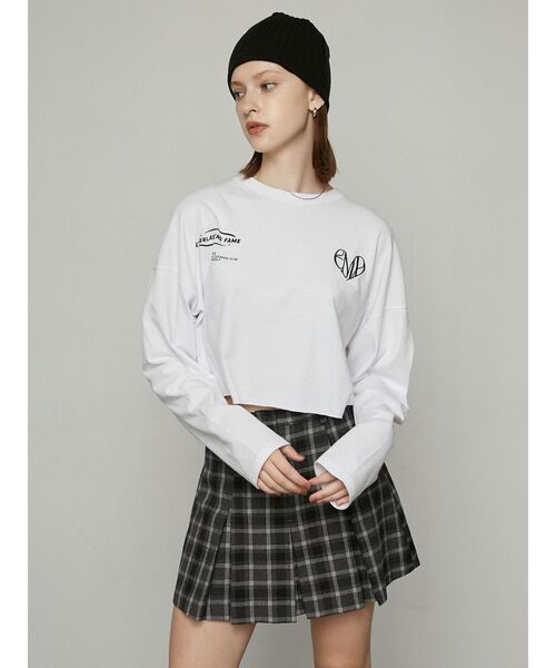 EMODA(エモダ)の「マークユニットロングTシャツ(Tシャツ/カットソー・レディース・ブラック/グレー/ホワイト/レッド/ブルー・FREE)」の6枚目の写真