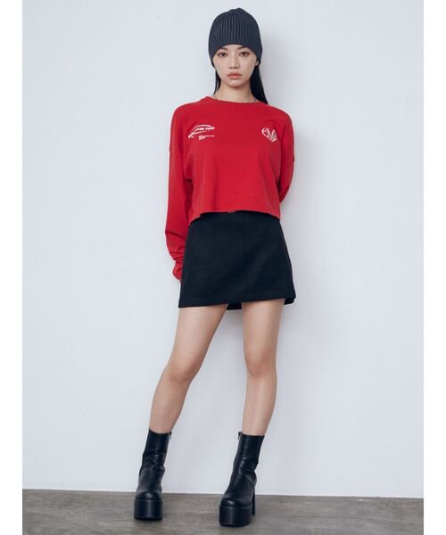 EMODA 新作　Tシャツ EMODA tシャツ ロゴパッチミニマルTシャツ レディース