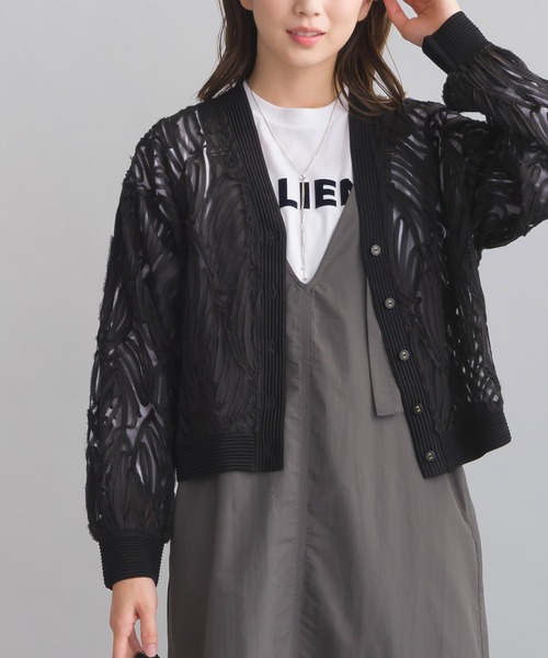 PICCIN（ピッチン）の「チュール刺繍カーディガン（Tシャツ/カットソー・レディース・ブラック/アイボリー・M）」の8枚目の写真