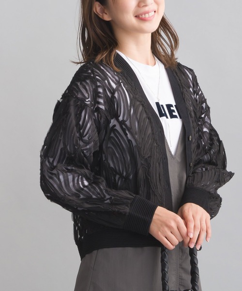 PICCIN（ピッチン）の「チュール刺繍カーディガン（Tシャツ/カットソー・レディース・ブラック/アイボリー・M）」の9枚目の写真