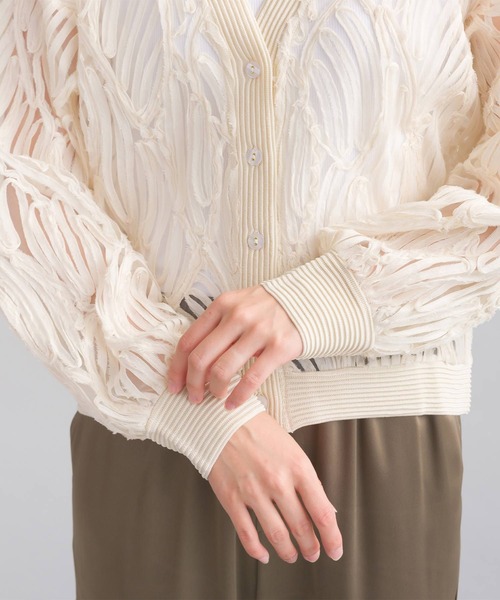 PICCIN（ピッチン）の「チュール刺繍カーディガン（Tシャツ/カットソー・レディース・ブラック/アイボリー・M）」の17枚目の写真