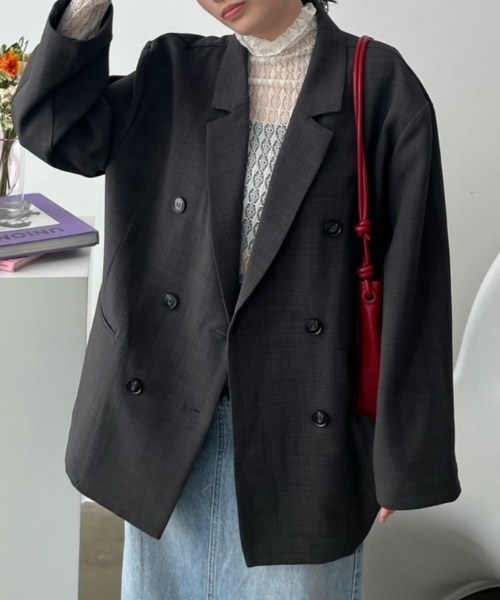 Birthday room(バースデイルーム)の「〈セットアップ対応〉オーバーサイズテーラードジャケット / over size tailored jacket(テーラードジャケット・レディース・ブラック/グレー・FREE)」の1枚目の写真